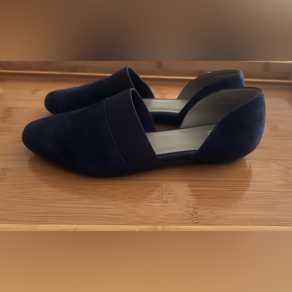 Eileen Fisher Blue Suede D’Orsay Ballet Flats - Picture 3 of 7